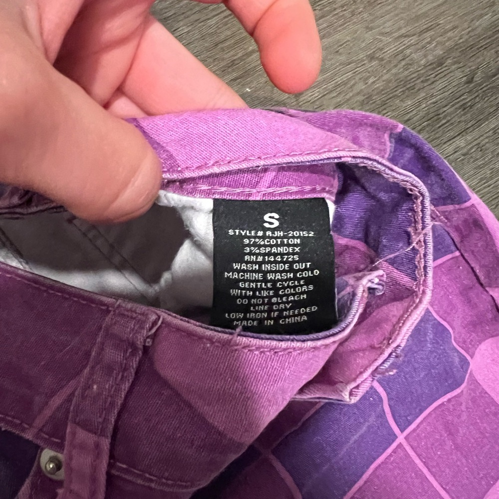Purple Checkered Extreme Flare Pants - Picture 3 of 4